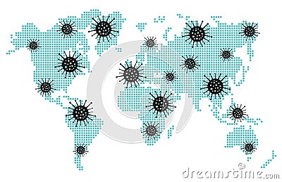 Map of the world and the spread of the virus. Vector Illustration